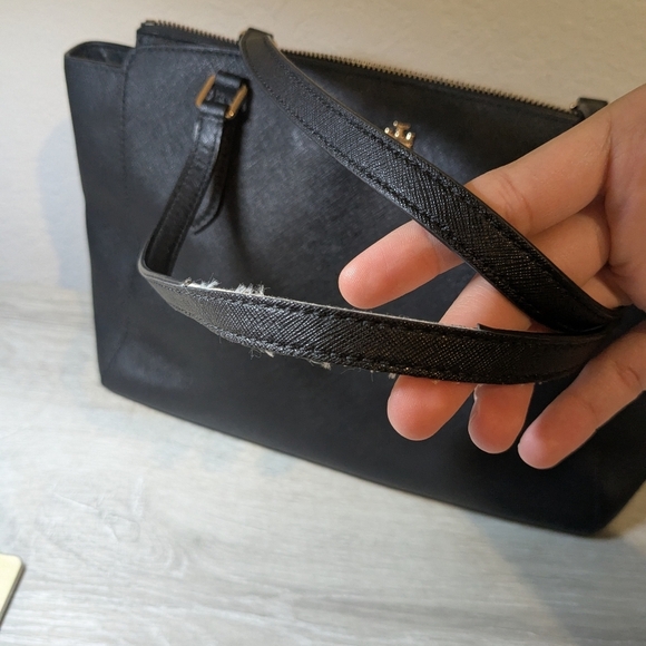 Tory Burch Black Leather Emerson Small Zip Tote Shoulder Bag Classic Designer - Picture 11 of 14